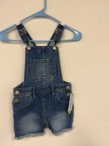 Cat & Jack XS 4/5 Girl's Shortall Jean Bib Overalls New - Picture 1 of 5