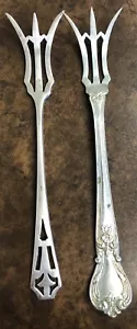 ANTIQUE STERLING SILVER PICKLE/OLIVE/LEMON FORK BY WEBSTER TWO STYLES - Picture 1 of 3