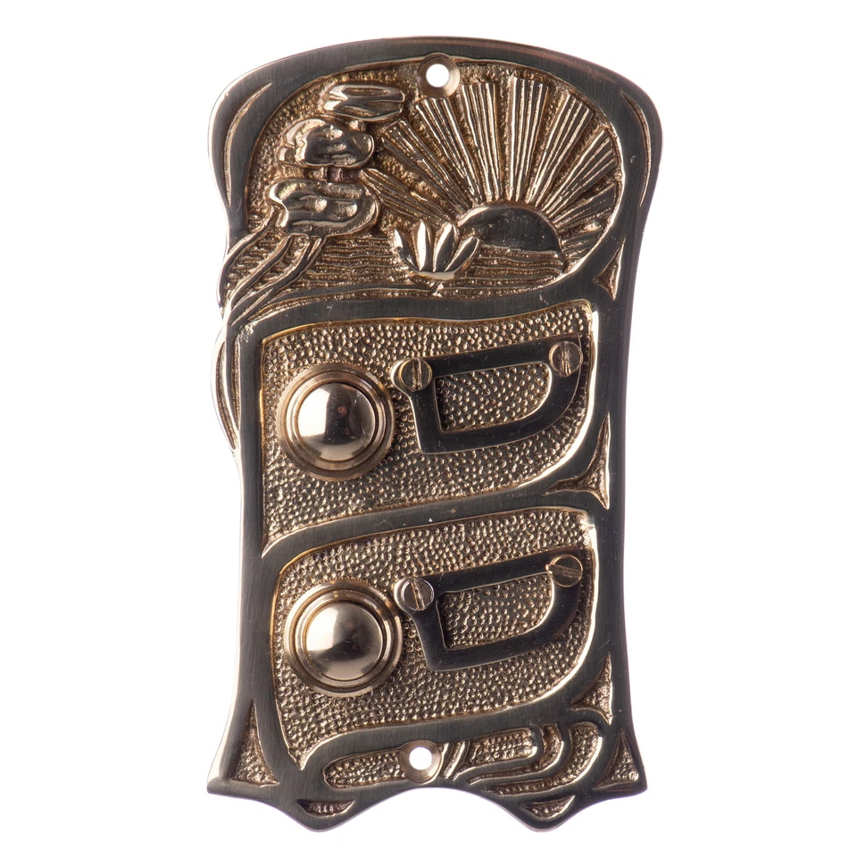 9931009 IN Ottone Stile Liberty Campanello Per 2 Campanelli 12,5x7x3cm - Immagine 1 di 1