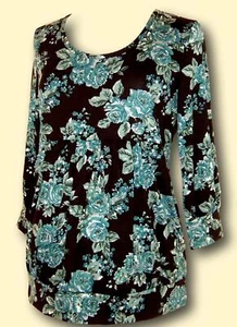 bonprix  Umstandsshirt  Shirt mit 3/4 Arm  Gr 36 38 S schwarz petrol Viskose Neu - Bild 1 von 2