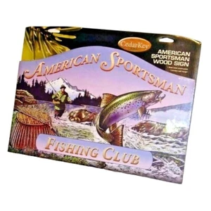 American Sportsman Fishing Club Rainbow Trout Fly Fishing Wood Plaque Wall Sign - Picture 1 of 2