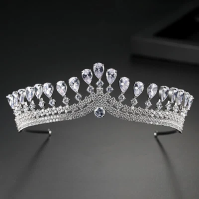 Clásica Corona Novia Boda Alianza para el Pelo Circón Accesorios Chapado en Oro Joyería EE. UU. Foto 1 de 4