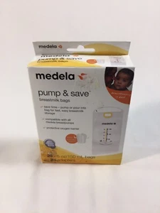 Medela Pump & Save Breastmilk Bags 20ct and 2 Adapters Storage NIB USA AUTHENTIC - Picture 1 of 3