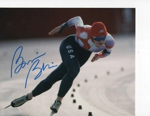 USA OLYMPIC SPEEDSKATER BONNIE BLAIR SIGNED RED WHITE AND BLUE SUIT 8X10 - Picture 1 of 1