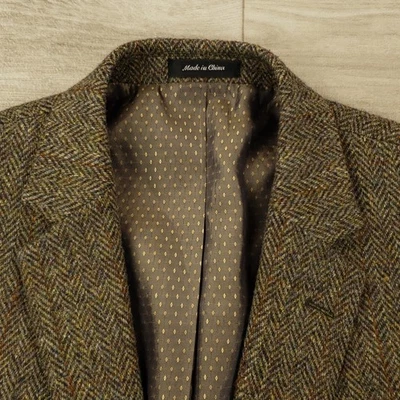 Harris Tweed Mallards Blazer Men's 46S Herringbone Wool Two Button Modern Mint - Image 1 of 4