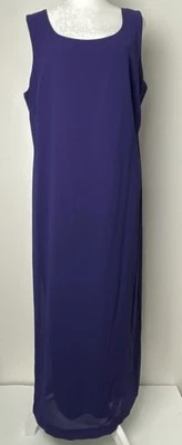 Maxi Vestido De Colección Años 90 Karin Stevens Sombrero Rojo Púrpura Forrado Talla 16 Foto 1 de 4