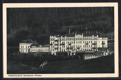 Ansichtskarte Freiwaldau, Satatorium Altvater aus der Vogelschau  - Bild 1 von 2