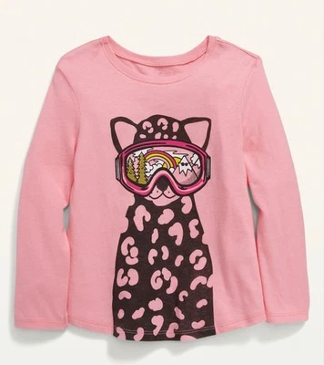 Antigua Camiseta Azul Marino Niña Pequeña Talla 2T ~ Rosa Manga Larga ~ Gato de Nieve Nueva con Etiquetas Foto 1 de 2