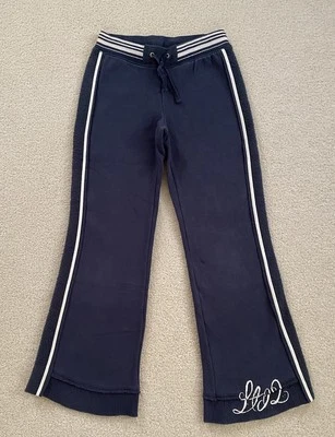 VTG  Y2K Limited Too Girls Navy Blue White Stripe Drawstring Sweat Pants Size 8 - Image 1 of 4