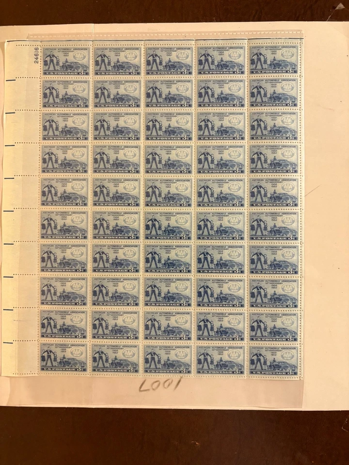 U. S. stamp sheet - 1007 - A. A. A.  - comb. shipping! - Image 1 of 1