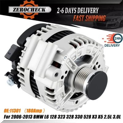 Alternator For 2006-2013 BMW L6 128 323 328 330 528 X5 X3 2.5L 3.0L 180Amp 11301 - Изображение 1 из 4