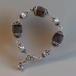 Brighton Silver Scrolled Smokey Quartz Stones Bracelet - Picture 1 of 9