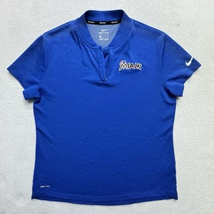 Nike Golf Polo Shirt Women’s Size L Blue Dri-Fit Casual Athletic Miami Marlins - Picture 1 of 9