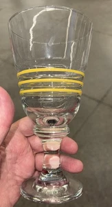 Vintage Fiesta Glass Goblet With Yellow Striped Design - Picture 1 of 1