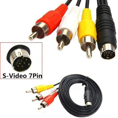 7Pin 7p S-Video to 3 RCA Male to Male M/M Adaptor Cable Cord Wire Lead Cord 3RCA - Image 1 of 4