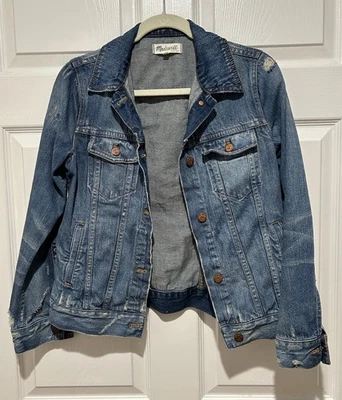 Madewell Women’s Classic Denim Jean Jacket Classic Blue Size Small distressed - Image 1 of 4