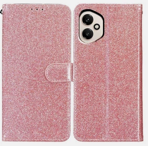 Custodia telefono portafoglio pelle glitter oro rosa per Google Pixel 6 / Pixel 6 Pro - Foto 1 di 2