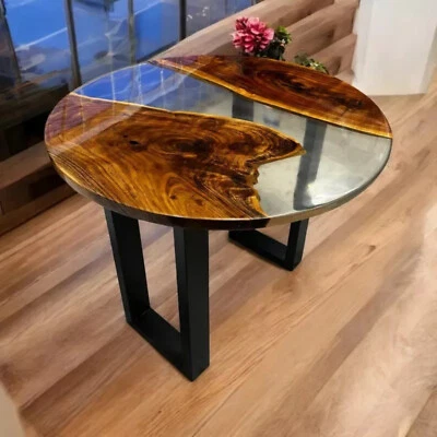 Mesa de Centro para Salón Cafetería Decoración Natural Transparente Resina Epoxi Madera Foto 1 de 4