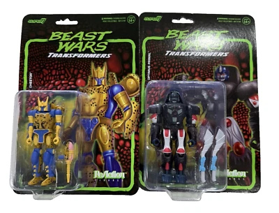 Transformers Beast Wars Optimus Primal, Cheetor ReAction Figure Super7 3.75” NIB - Image 1 of 2
