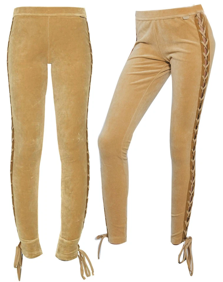 Puma x Rihanna Fenty Laced Womens Tan Velour Leggings - Image 1 of 1