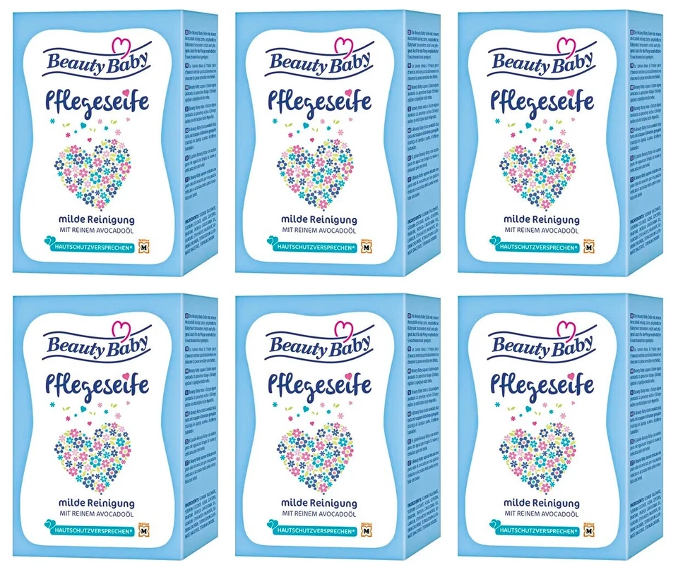 6 x 100g | Beauty Baby Pflegeseife milde Reinigung mit reinem Avocadoöl