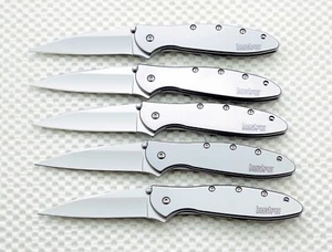 5 pack of 1660 Kershaw Leek Knives silver plain Blade New Blem knife - Picture 1 of 3