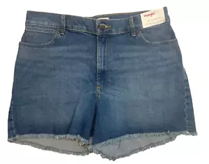 Wrangler Women's Size 14/32 Blue 4" Frayed Jean Short - Picture 1 of 13