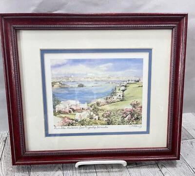 Bermudas Hamilton firmadas por Carole Holding acuarela mate y enmarcado playero Foto 1 de 4