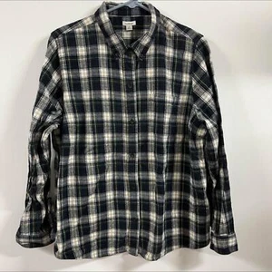 Men's LL Bean Flannel 1X Green Plaid - Picture 1 of 3