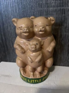 Antique 1920's Cast Iron 3 Three Little Pigs PIGGY Bank - Picture 1 of 6