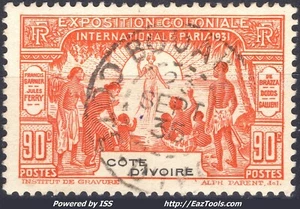 COTE D'IVOIRE EXPOSITION COLONIALE DE PARIS DE 1931 N° 86 AVEC OBLITERATION - Picture 1 of 2