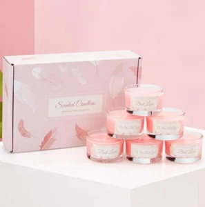 6pcs Pink Natural Soy Wax & Fragrance Scented Candle Gift Set * - Picture 1 of 4