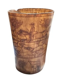 19th Century Beaker Cup Hunting Scene Men on Horseback with Dogs - Picture 1 of 7