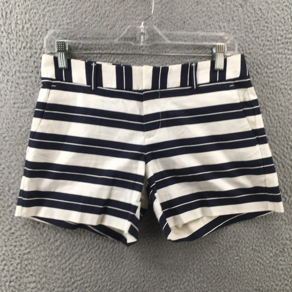Banana Republic Chino 短裤女式 0(实际 30x4.5)多色条纹拉链门襟 — 第 1/4 张图片