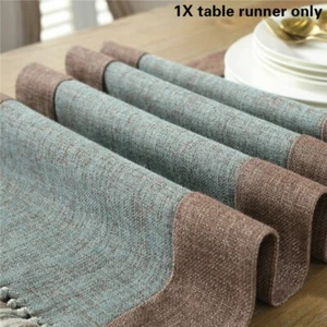Chinese Tassel Table Runner Cloth Plain Dining Cover Home Decor Tablecloth Retro - Picture 1 of 14