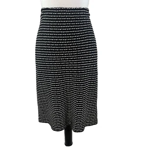 St. John Black White Woven Wool Tweed Straight Stretch Skirt Size 12 Knee Length - Picture 1 of 9