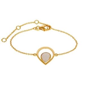 Yellow Gold Plated 925 Silver Moonstone Bracelets With Adjustable Chain