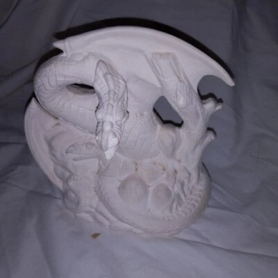 Ceramic Unfinished Dragon with Egg Nest 7" High - Image 1 of 3