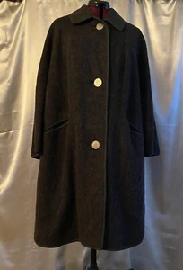VTG 60s Austrian ARCHID AVST DUX Thick Wool Charcoal Gray Loden Coat MEDIUM - Picture 1 of 10