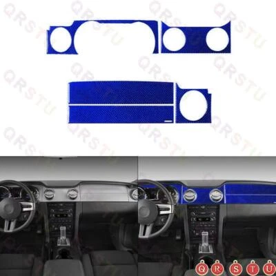 Blue Carbon Fiber Console Panel Decorative Cover Trim For Ford Mustang 2005-2009 Foto 1 de 4