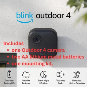 🔥Blink Outdoor (4th Gen) Wireless smart HD security camera Black Add-on camerA - Picture 1 of 6