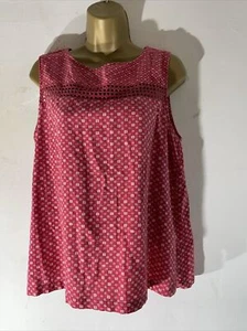 Womens Next Petite Uk 14 Red Mix Pattern Linen Blend Sleeveless Summer Blouse - Picture 1 of 5