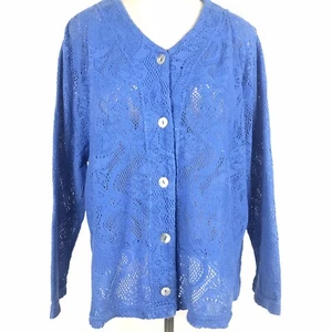 Cardigan donna vintage attrazione fisica taglia 0X blu sfoderato pizzo - Foto 1 di 9