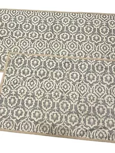 2 fundas de almohada Southern Living Medallion Scroll gris beige dorado texturizado talla king - Imagen 1 de 10