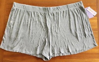 Joyspun Women's 2X Ribbed Modal Sleep Shorts Gray / Navy Blue Pockets #32124 - Image 1 of 4