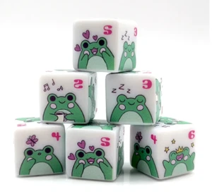 10-Pack of Frog Dice | Printed d6 Dice Featuring Cute Green Frog Numbered - Picture 1 of 7