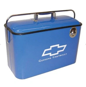 Oldtimer Getränkekühler blau mit Chevrolet Logo - Bild 1 von 5