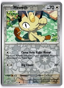 Pokemon TCG Meowth 052/165 Scarlet & Violet - 151 Reverse Holo Common  - Bild 1 von 1