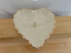 Lenox HEART SHAPED Ivory Gold Trim Ring Dish Holder RARE MINT CONDITION - Picture 1 of 3