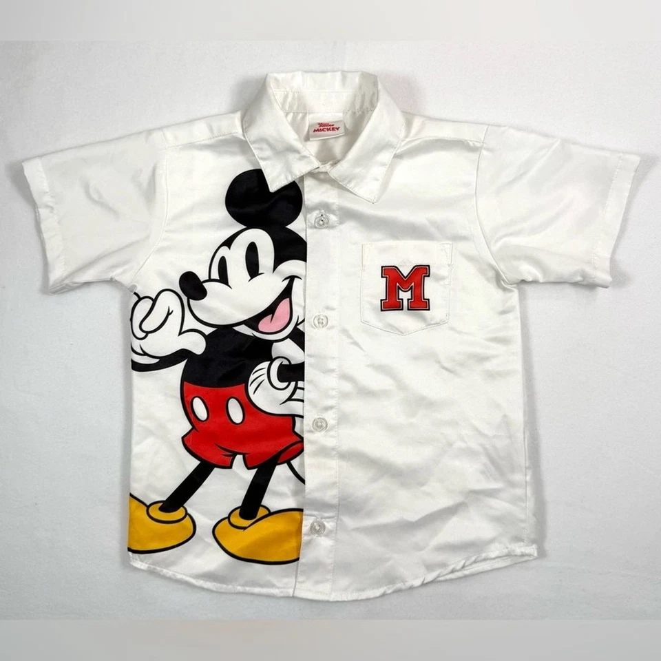 Camisa hawaiana con botones Disney Junior para niños pequeños Mickey Mouse 4T ropa de resort Foto 1 de 4